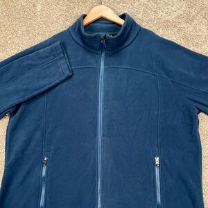 REI Jacket Mens XL Navy Blue Long Sleeve Full Zip Pockets Fleece Performance EUC